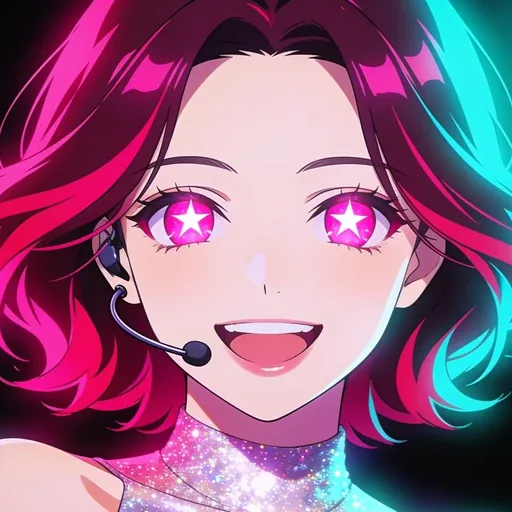 Sora, a custom AI character: a radiant stage-energy companion