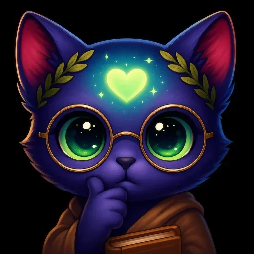 The Philosopher, a contemplative LUKi AI companion cat with a laurel wreath